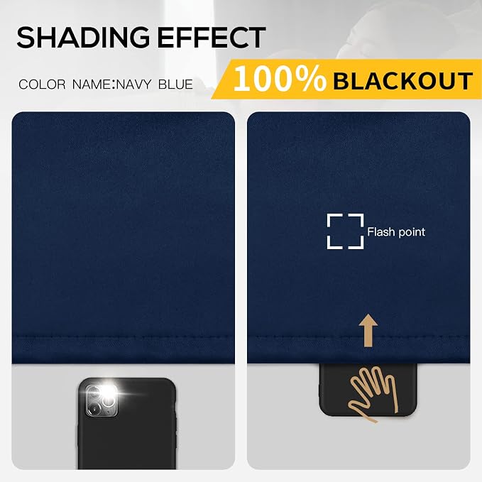 Yakamok Navy Blue Blackout Curtains 84 inches Long - Image 5