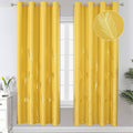 Yellow Blackout Curtains for Bedroom, Room Darkening Gold Palm Tree Pattern by ESTELARTEXTILER