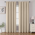 CUCRAF Light Beige Blackout Curtains 63 inch Length 2 Panels Set, Rod Pocket by CUCRAF