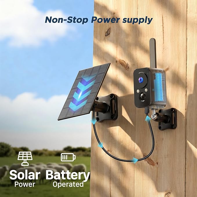 IHOXTX 4G SIM Cellular Security Cameras Wireless Outdoor/Indoor with Solar Panel: No WiFi Battery Operated Camera for Home Security with 2-Way Audio - Color Night Vision House CCTV Cam