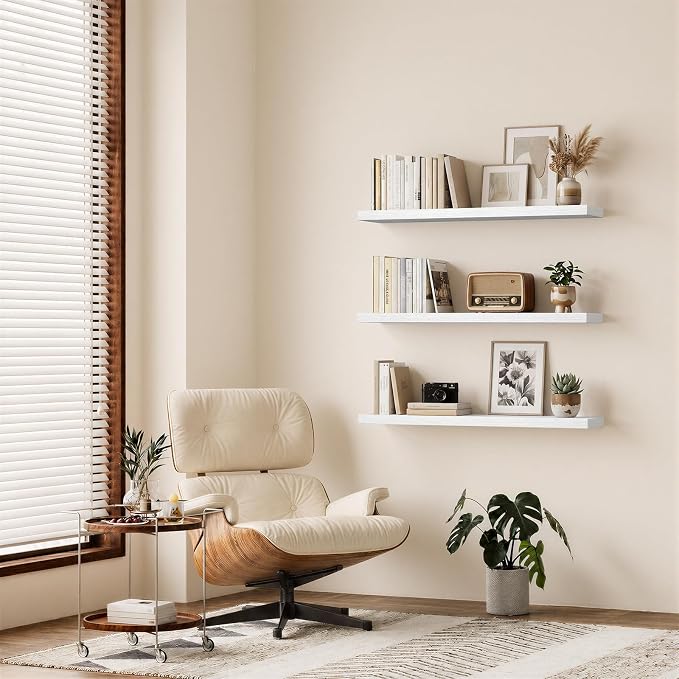 BAYKA White Floating Shelves 47.2in, Wall Mounted - Image 4