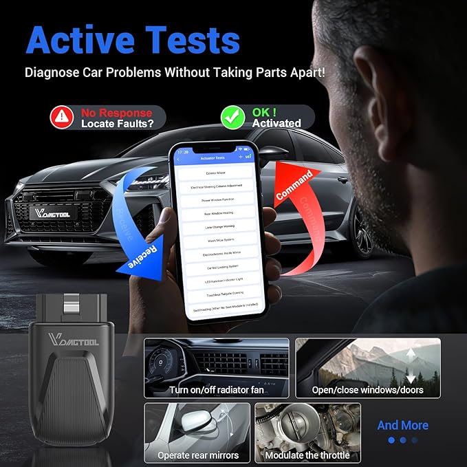 VDIAGTOOL D200 OBD2 Scanner Bluetooth, 2026 Bidirectional Scan Tool with Free Updates, 26 Resets (Upgradeable to 49+), Full System Car Scanner Diagnostic Tool, Throttle Relearn, FCA AutoAuth & CAN-FD