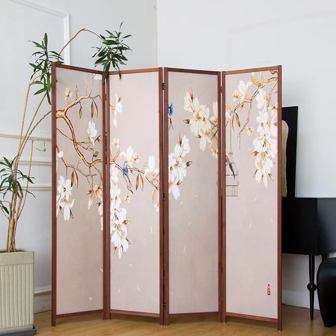 4 Panel Room Divider, 5.6 ft Tall Blackout Folding Privacy Screen - Image 5