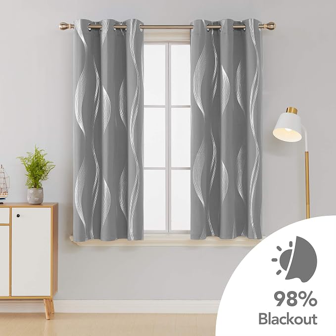 Deconovo Curtains for Living Room, Pattern Blackout Curtains 63 Inches Long | - Image 2