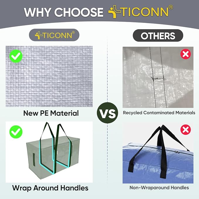 TICONN 2 Pack Extra Large Moving Bags Heavy Duty - Image 4