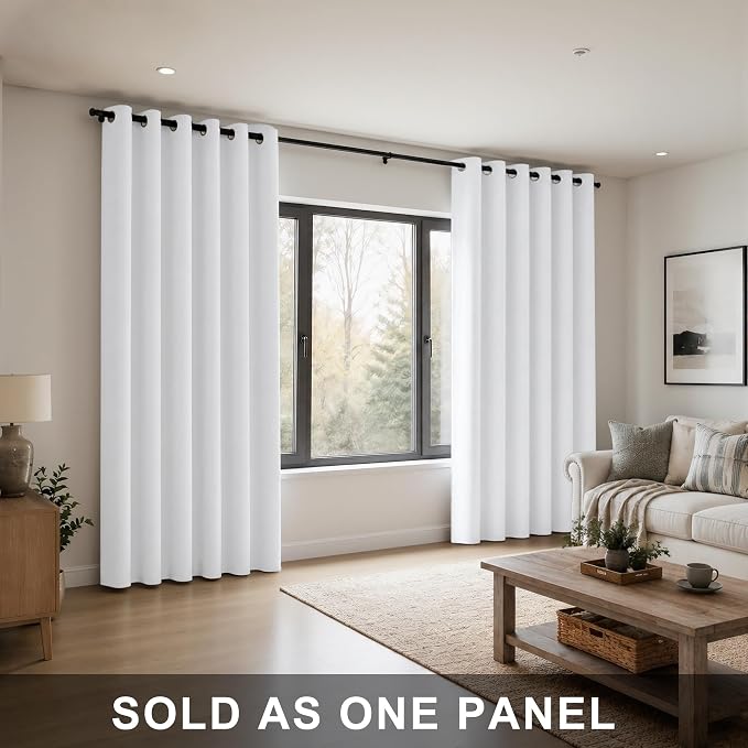 KOUFALL Extra 84 Inch Wide White Curtains - Image 2