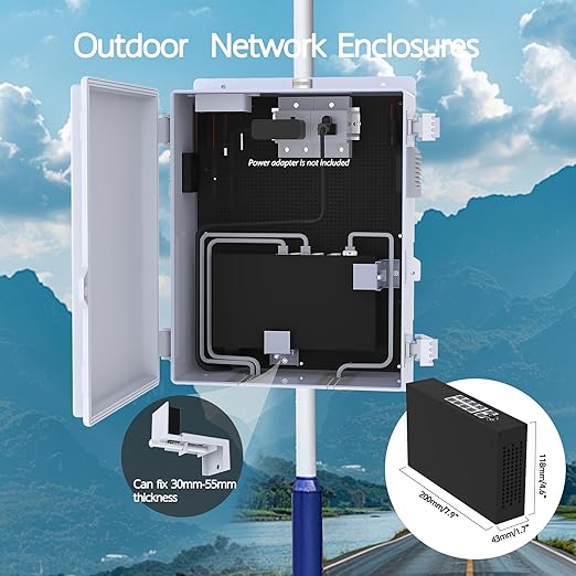 Akwscyby Outdoor Electrical Box, Waterproof Electrical Junction Box IP65 ABS Plastic Enclosure with Fan & Thermostat, Mounting Plate and Hinged Lid (15.7" H x 11" L x 5.9" W)