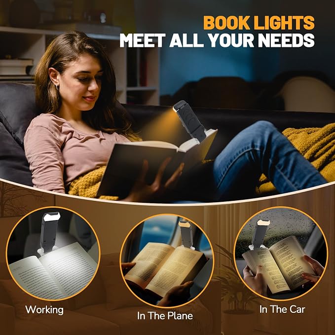 Book Reading Light Rechargeable Clip on Book Lamp - Image 6