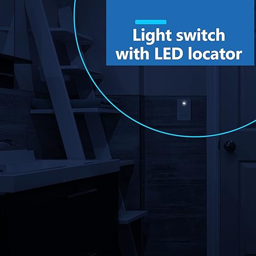 LIDER Minimalist Design Matte Finish Lighted Decorator Switch, Frameless Paddle Light Switch with Locator Light, Grounding Screw, 3-Way or Single Pole, 15A 120V, UL Listed, LS15-3W-W10P, White,10 Pack