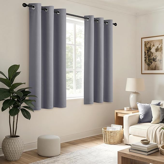 Light Grey Blackout Curtains for Bedroom Living Room W40 x L63 Inch | 63 Inch - Image 5