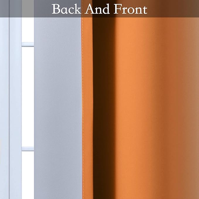 SimpleHome Ombre Orange to Grey White Curtains - Image 6