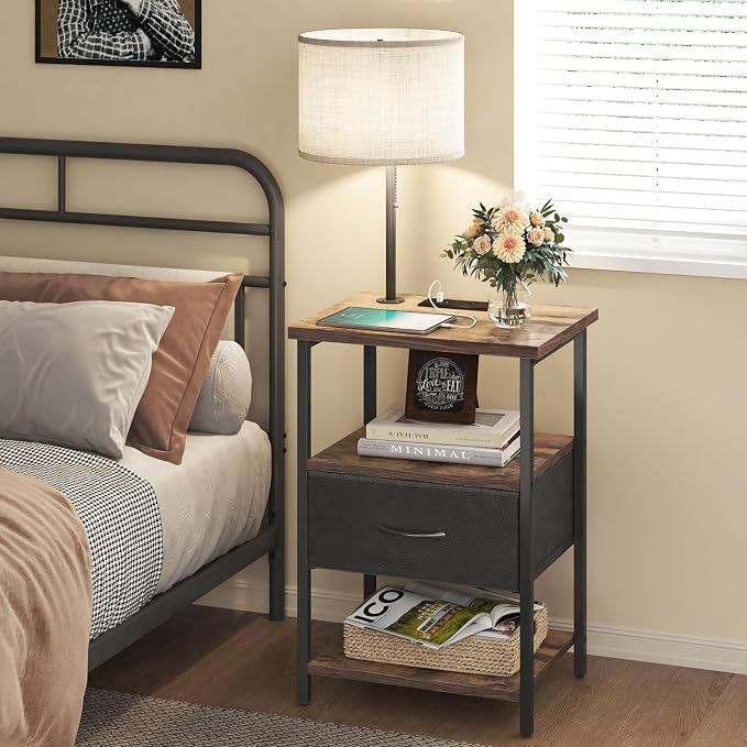 Fixwal Nightstand with Lights Bedside Table with 3 Color Temperatures Bulb - Image 7