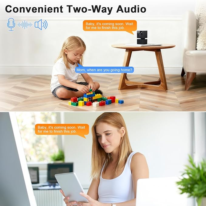 Jqimn 2K Security Camera Indoor - 5G&2.4G WiFi Cameras for Home Security, Pet/Dog/Baby Monitor with Phone APP 360Pan/Tilt, One-Tap Call 911, Al Motion Tracking, 24/7 Recording, Night Version