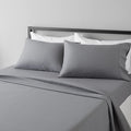 Amazon Basics Lightweight Super Soft Comfortable Brushed Microfiber 4 Piece Bed Sheet Set with 14-Inch Deep Pockets, Queen, Dark Gray, Solid