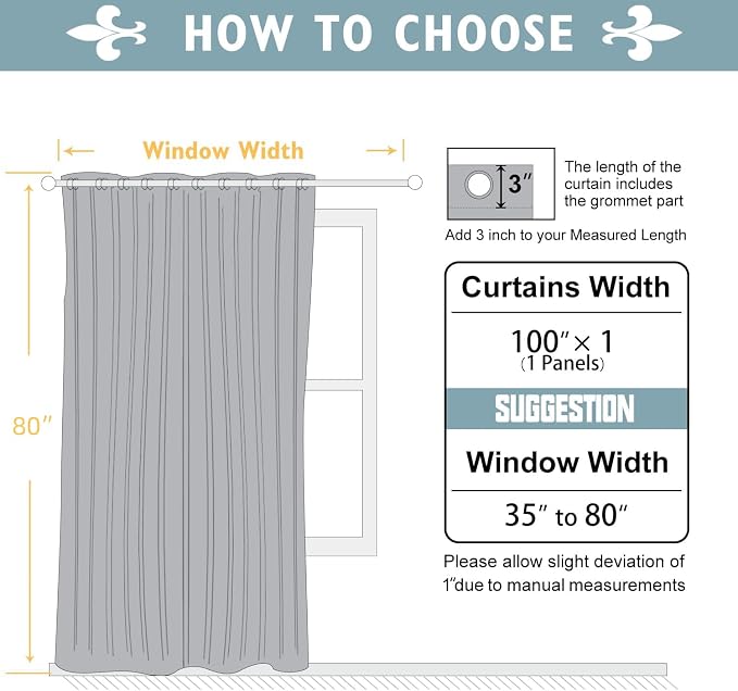 ChrisDowa Room Divider Curtains 80 Inches Long Sliding Door Curtain 1 Panel | - Image 8