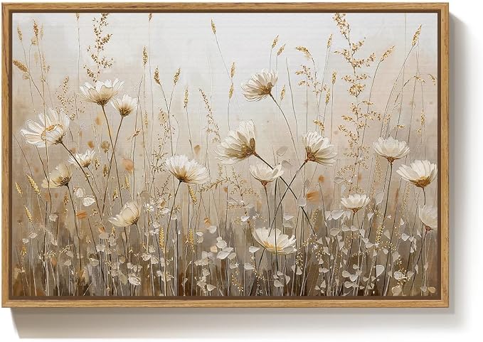 Framed Vintage Rustic Neutral Floral Wall Art - Image 9