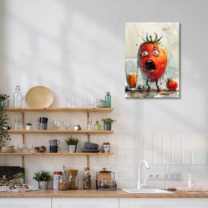 OIQArtOIQ Funny Kitchen Wall Art, Weird Kitchen Wall Decor, Vegetable Paintings - Image 3