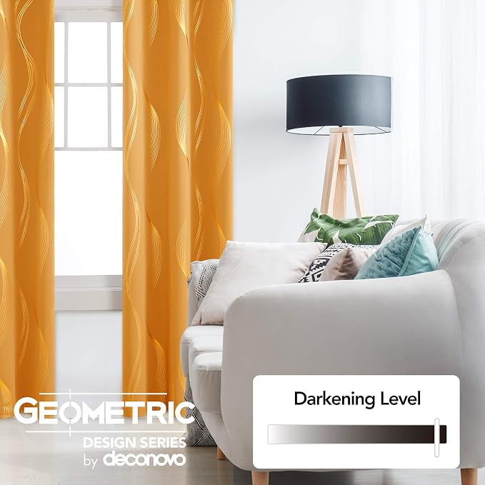 Deconovo Curtains for Living Room, Pattern Blackout Curtains 84 Inches Long | - Image 4