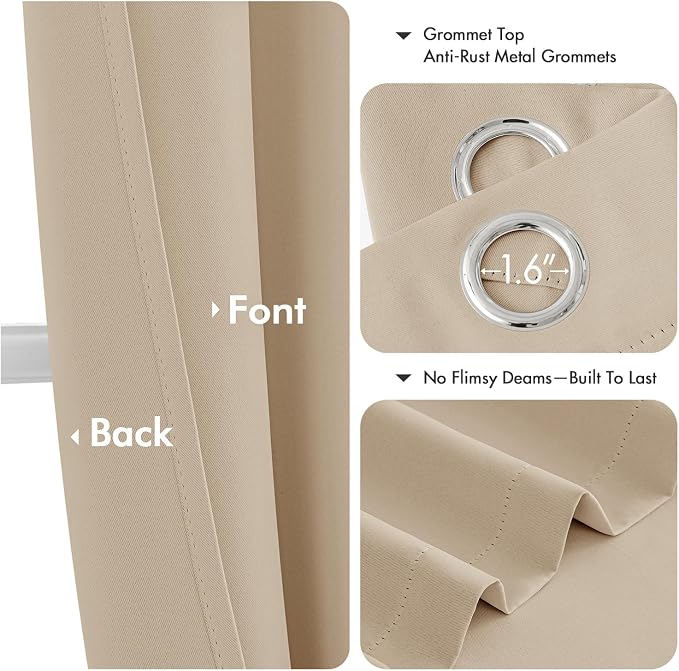 MIULEE Blackout Curtains for Bedroom 2 Panel 40x84 Inch Long Biscotti Beige | - Image 4