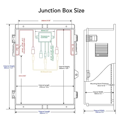 Akwscyby Outdoor Electrical Box, Waterproof Electrical Junction Box IP65 ABS Plastic Enclosure with Fan & Thermostat, Mounting Plate and Hinged Lid (15.7" H x 11" L x 5.9" W)