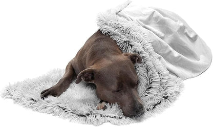 Furhaven Waterproof Throw Blanket for Dogs & Indoor Cats, Washable - Shaggy Plush Calming Long Faux Fur & Velvet Dog Blanket - Mist Gray, Large