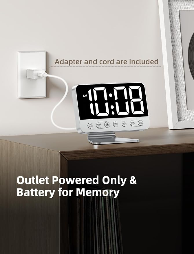 Odokee Digital Alarm Clocks for Bedrooms: Easy to Read Across The Room | Large - Image 6