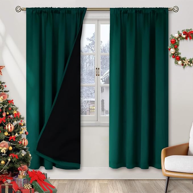BGment Christmas Green 100% Blackout Curtains by BGment