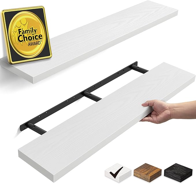 BAYKA White Floating Shelves 47.2in, Wall Mounted by Bayka