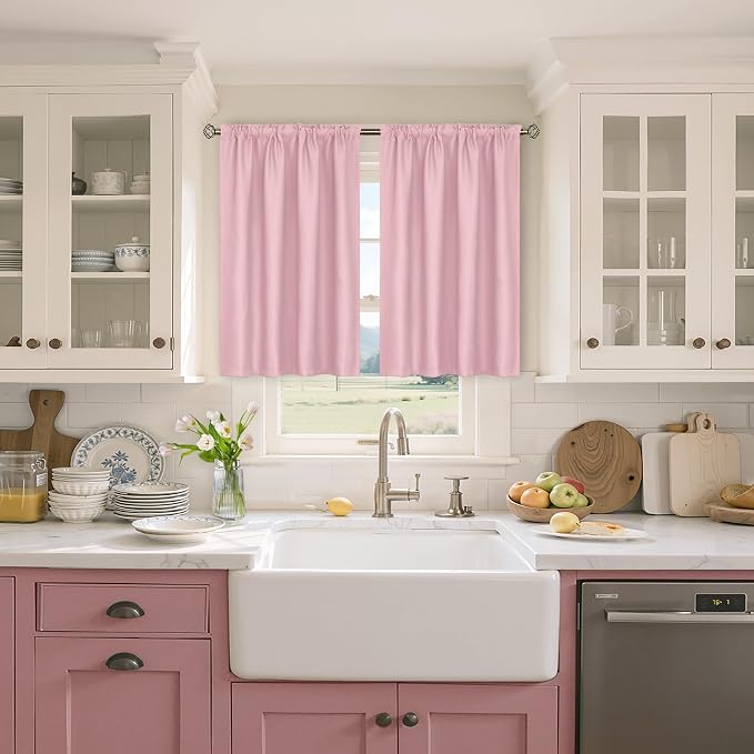 BGment Light Pink Curtains 36 Inch Length - Image 2
