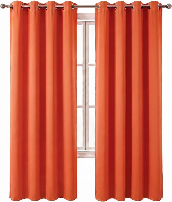 Diraysid Orange Grommet Blackout Curtains - Image 2