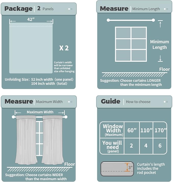 BGment Light Blue 100% Blackout Curtains - Image 6
