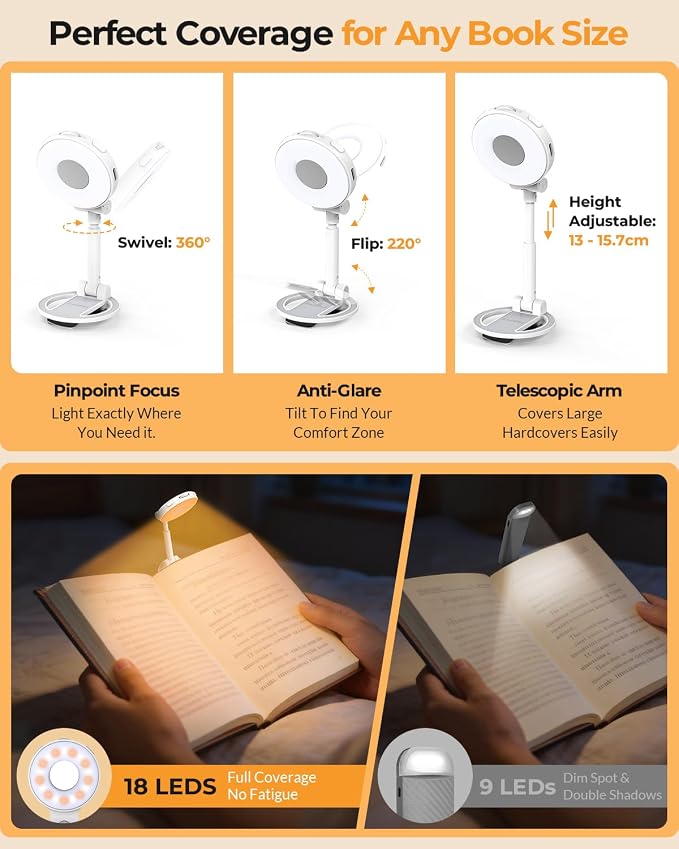 18 LED Rechargeable Clip On Book Light - Image 4