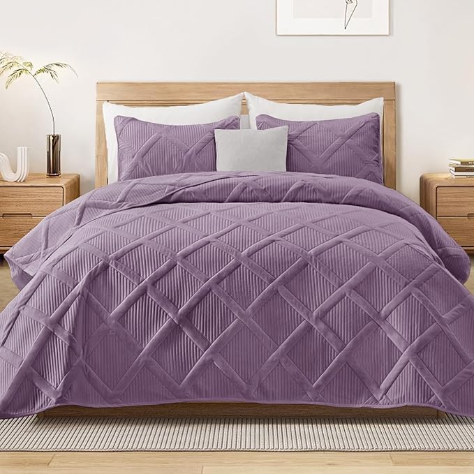 Exclusivo Mezcla Twin Size Quilt Set, Dusty Lavender | Soft Bedspreads by ExclusivoMezcla