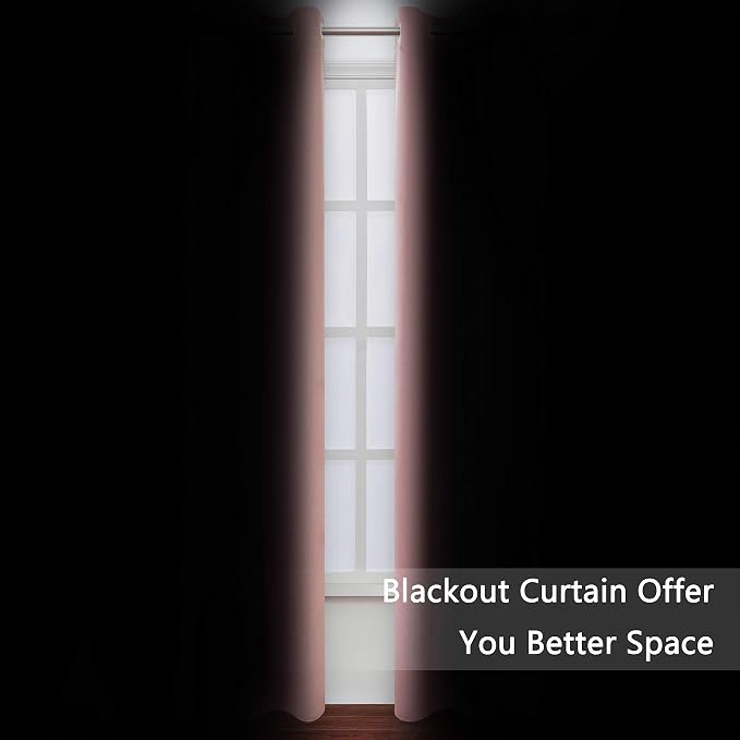 Blackout Curtains 42 x 95 inch/Pink Curtains Set of 2 Panels/Thermal Insulated - Image 3