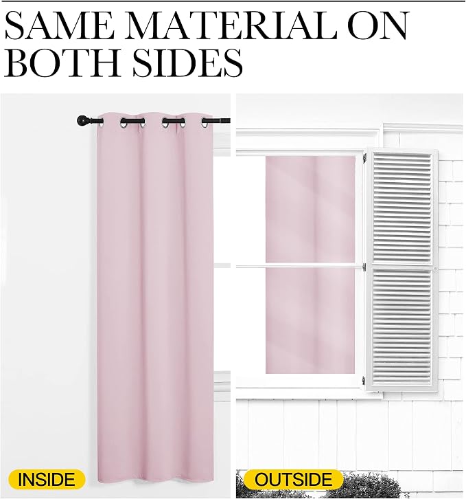 NICETOWN Baby Pink Blackout Curtains 96 inches Length - Image 5