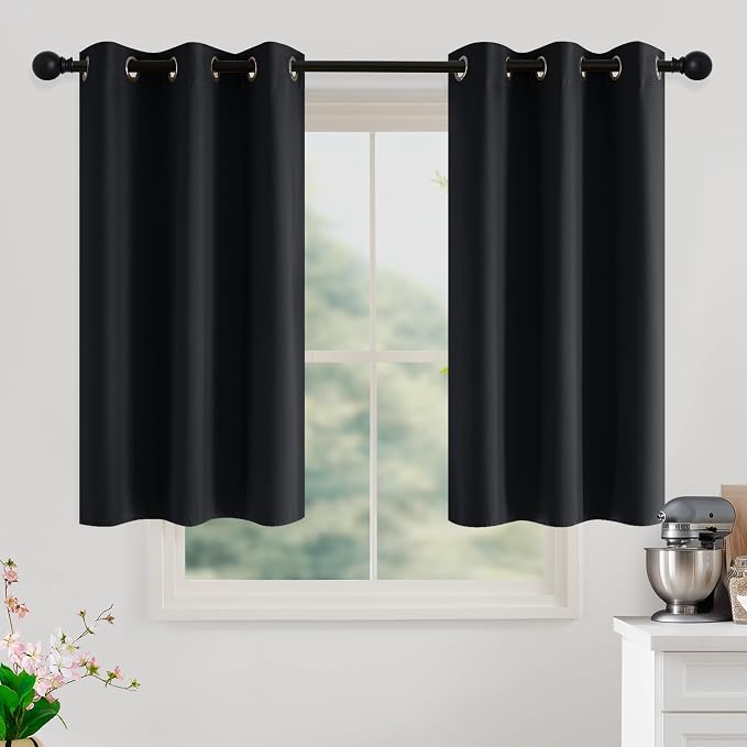 NICETOWN 100% Black Out Curtains 45 Inches Long 2 Panels by NICETOWN