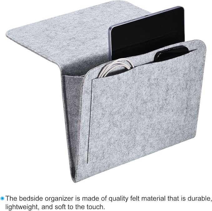 PATIKIL 11in Bedside Caddy, Bed Caddy Bedside Organizer Hanging 5 Pocket Soft - Image 4