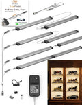 EBD LED Under Shelf Lighting 4-Way 1.2m Splitter Parallel Cabinet Lighting Built-in Adjustable Cable Counter Light Bar 8 Panels Bookcase Lighting Energy 3600Lm 6500K Display Lights for Shelves Closet