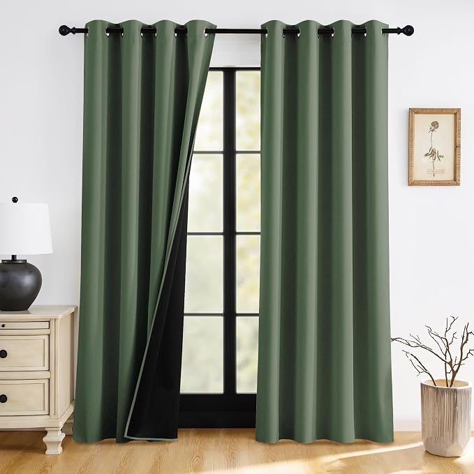 RYB HOME 100% Blackout Green Curtains by RYBHOME