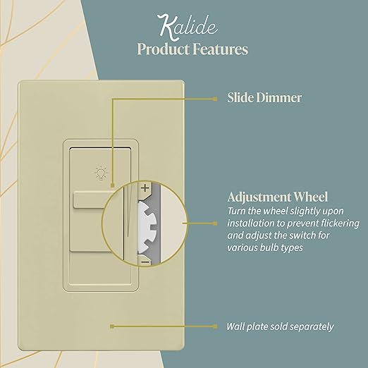 TOPGREENER Digital Dimmer Light Switch for 200W Dimmable LED/CFL Lights, Single Pole Led Slide Dimmer Switch, Neutral Wire Not Required, UL Listed, TGDS1-I, Ivory,1 Pack