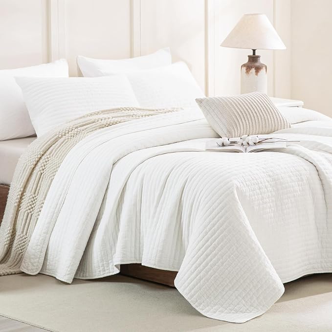 CozyTide Queen Size Quilt, Stone-Washed Cotton Lightweight Quilt Bedding Set by CozyTideComforterSet