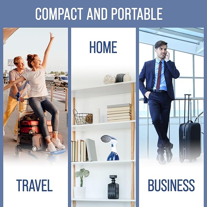 UNDERJAY Steamer for Clothes 1200W, Compact Handheld Garment Steamer for Home, Travel, Office. Portable Clothing Steamer with Upgraded Large Capacity Water Tank. Fabric Wrinkle Remover.