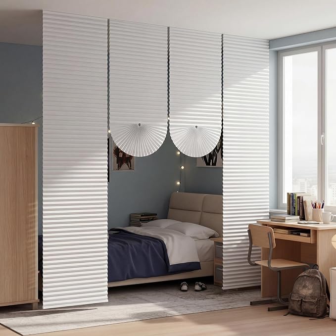 4 Pcs 10 x 9.8 ft No Drilling Dorm Room Divider | Non Woven Pleated Blinds - Image 6