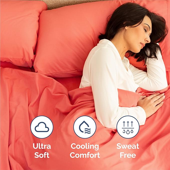 King 6 Piece Sheet Set - Cooling, Comfy & Breathable - Hotel Luxury Bedding, Includes Fitted Sheet for Women, Men, Kids and Teens - 1 Flat, 1 Fitted Sheet, 4 Pillowcases with Deep Pockets - Coral