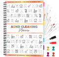 ADHD Cleaning Planner – Reusable Dry-Erase Sleeve Fridge Kit, Removable Coil Pages, Emergency & After-Party Plans, Cleaning Schedule and Checklist, ADHD Planner for Adults Women