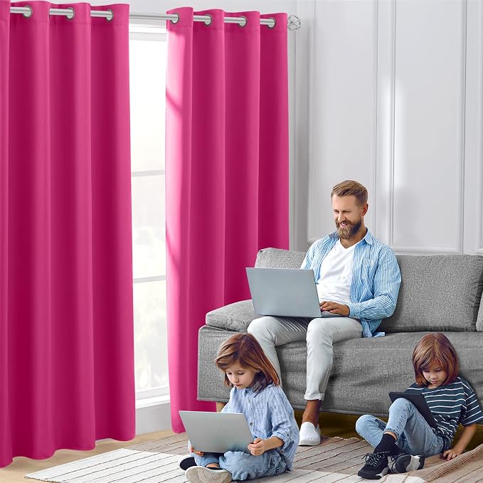 HOMEIDEAS Raspberry Blackout Curtains, Hot Pink Curtains - Image 7