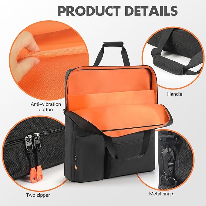 Padded Solar Panel Carrying Case Compatible with Jackery SolarSaga 100W 100X 200W,Travel Solar Panel Storage Bag Fits for ZOUPW 100W 110w 200w with Multi-Pockets & Shoulder Strap