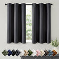Short Dark Grey Blackout Kitchen Curtain W40 x L45 Inch 2 Panels | Thermal by Woaboy