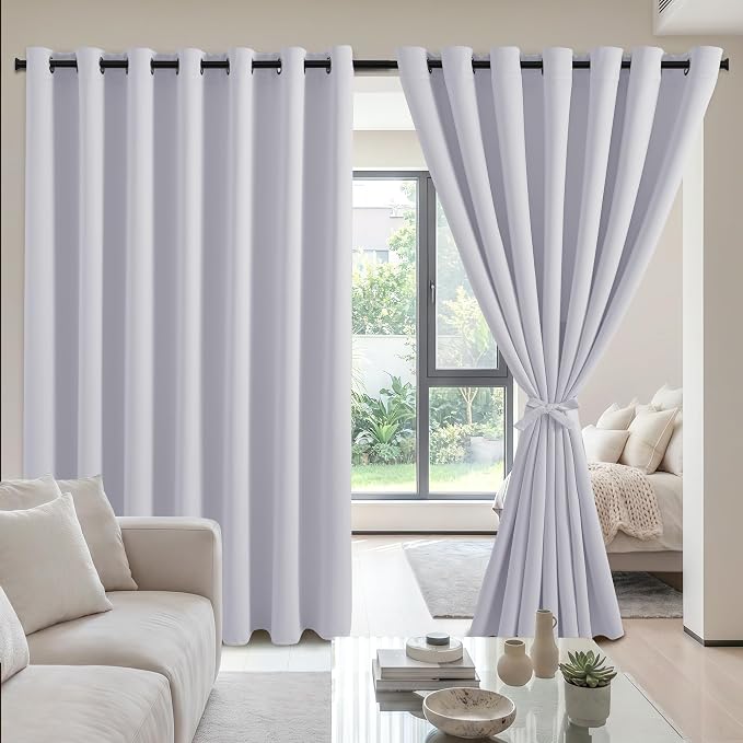 DWCN Greyish White Window Curtains – Thermal Insulated Energy Saving Drapes by DWCN