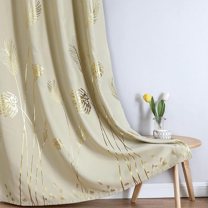 Window Curtains 96 Inch Extra Long Blackout Curtains Palm Tree and Wheat - Image 7